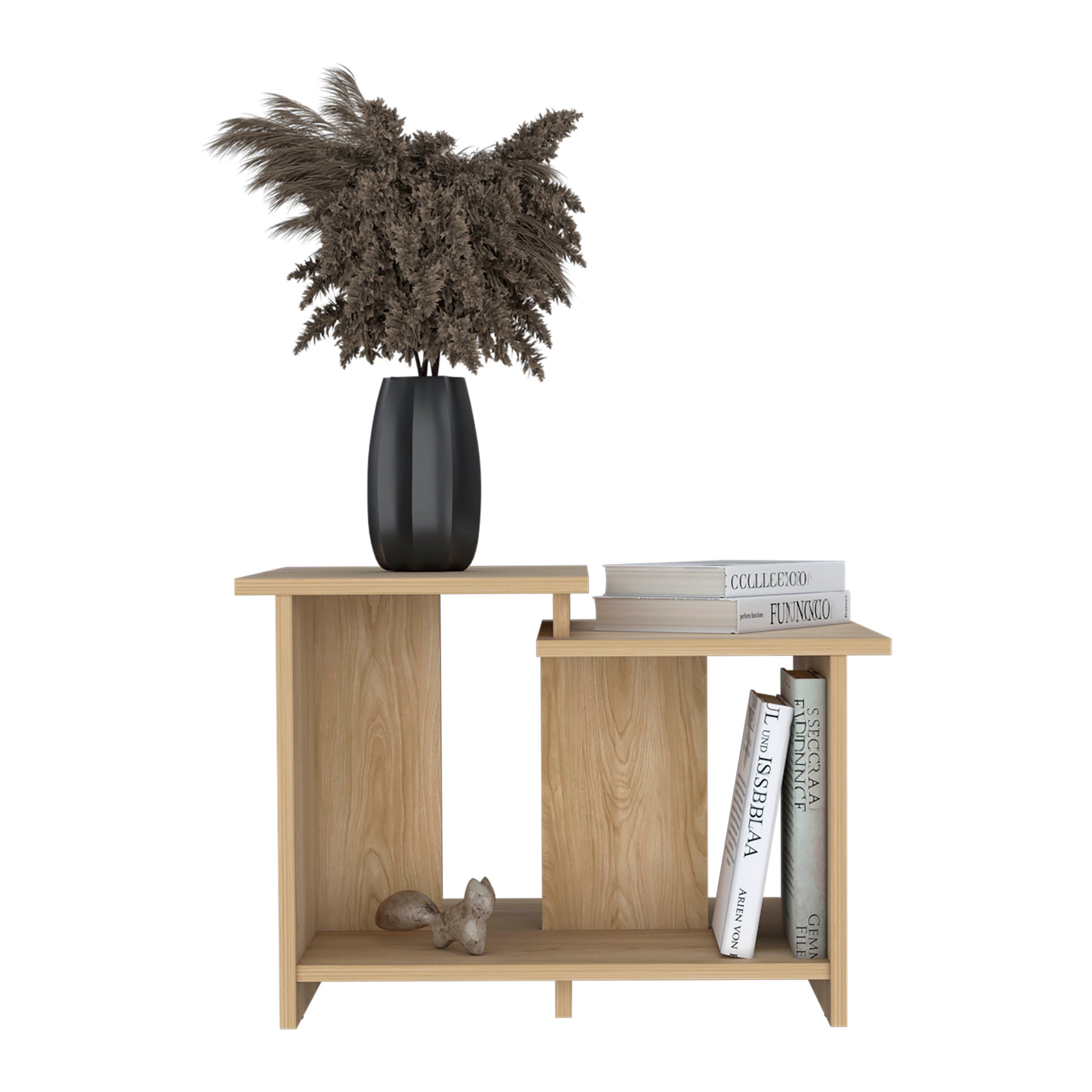 Weman 23.6 W Coffee Table with Open Shelf Living Room, Home Office Storage Light Oak