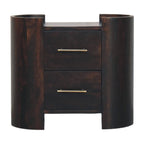 Artisan Solid Wood Velvet Mocha Bedside Table.