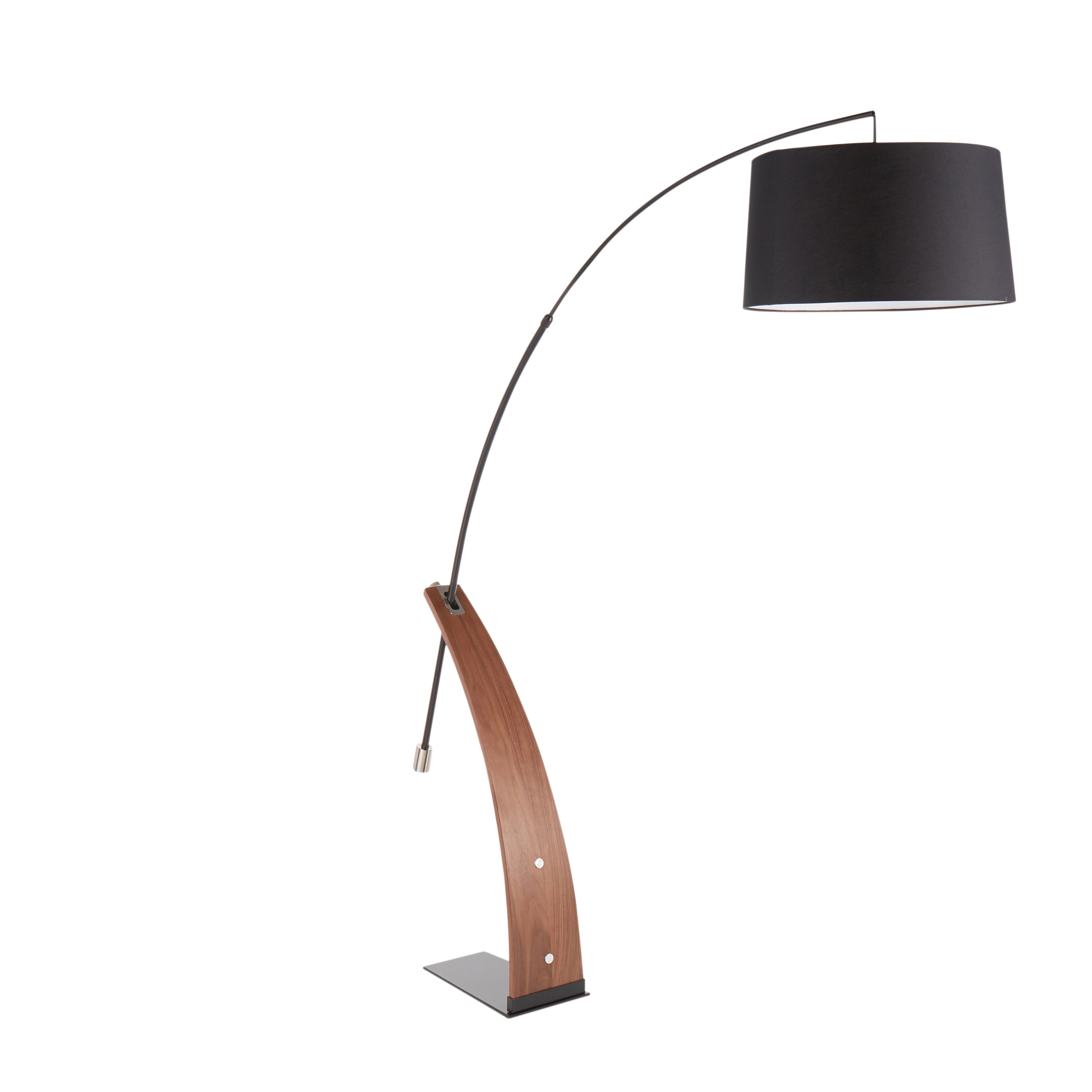 Robyn Mid-Century Modern Walnut Floor Lamp with Black Linen Shade