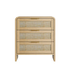 Rattan Nightstand with 3 Drawers for Modern Storage.