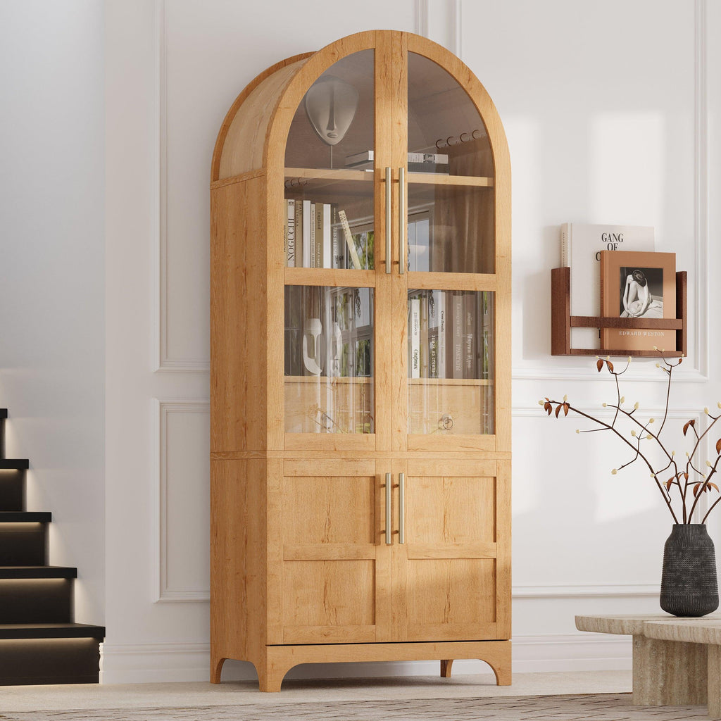 K&K Arched Kitchen Pantry Cabinet for Storage & Organization.