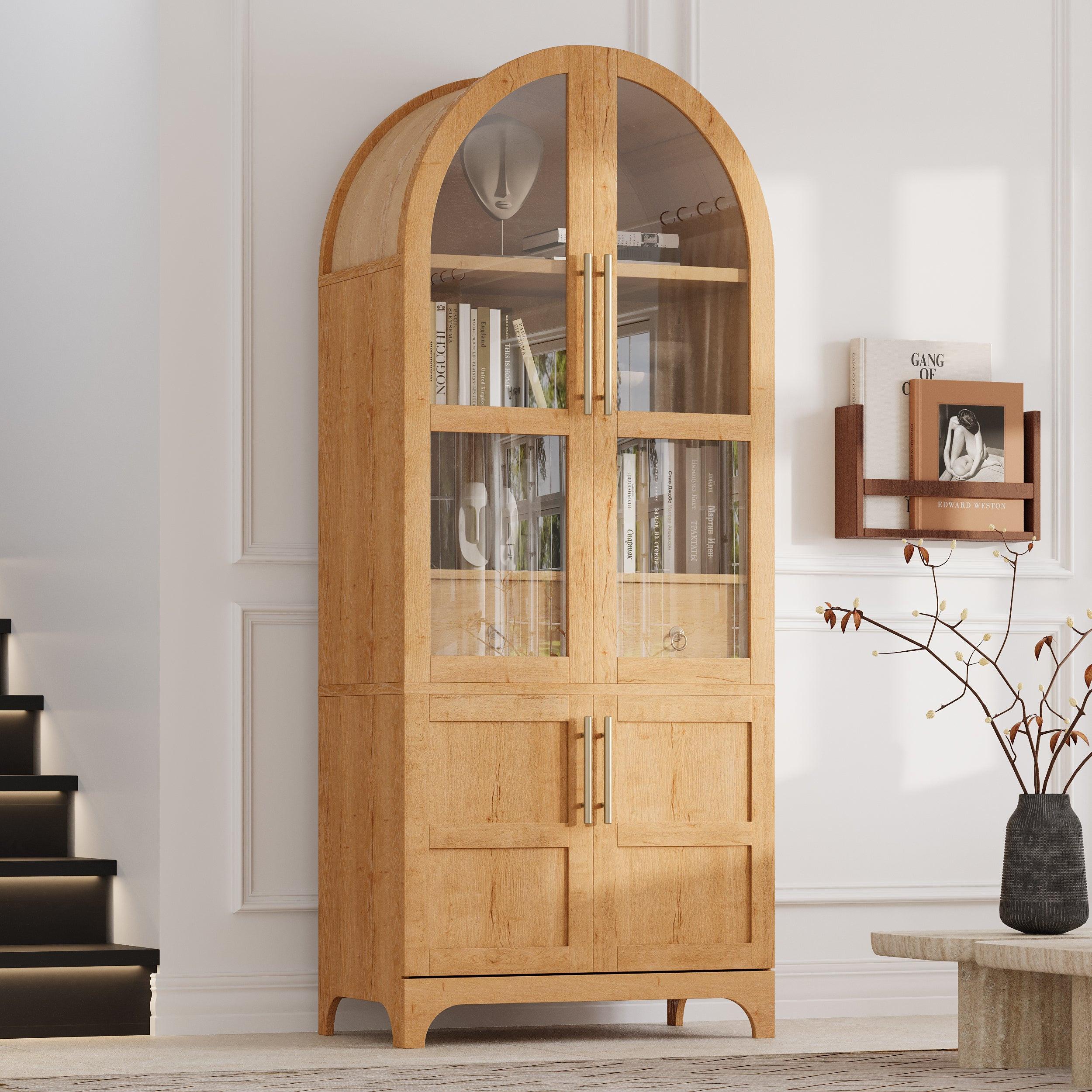 K&K Arched Kitchen Pantry Cabinet for Storage & Organization.