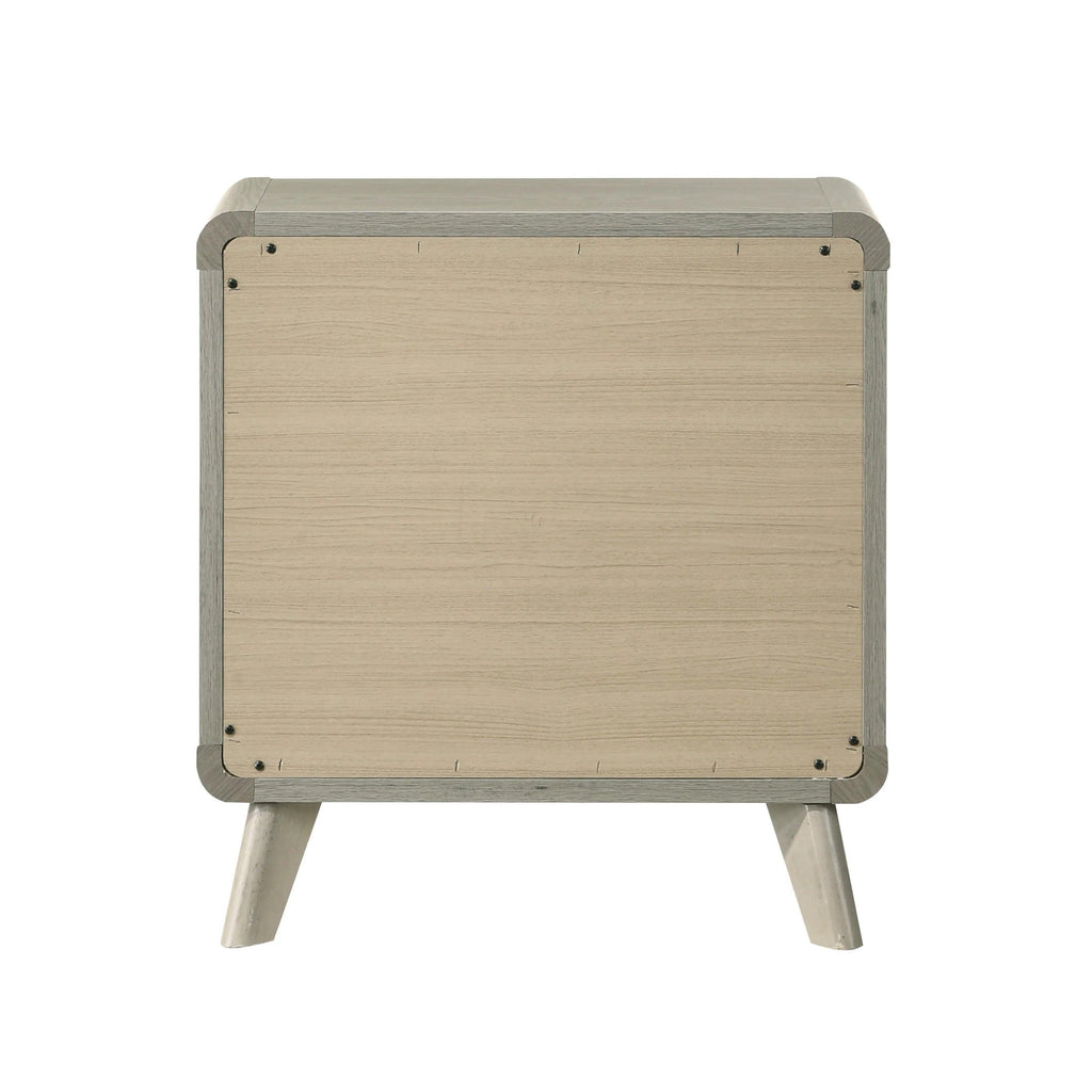 Gray Contemporary Nightstand with 2 Drawers.