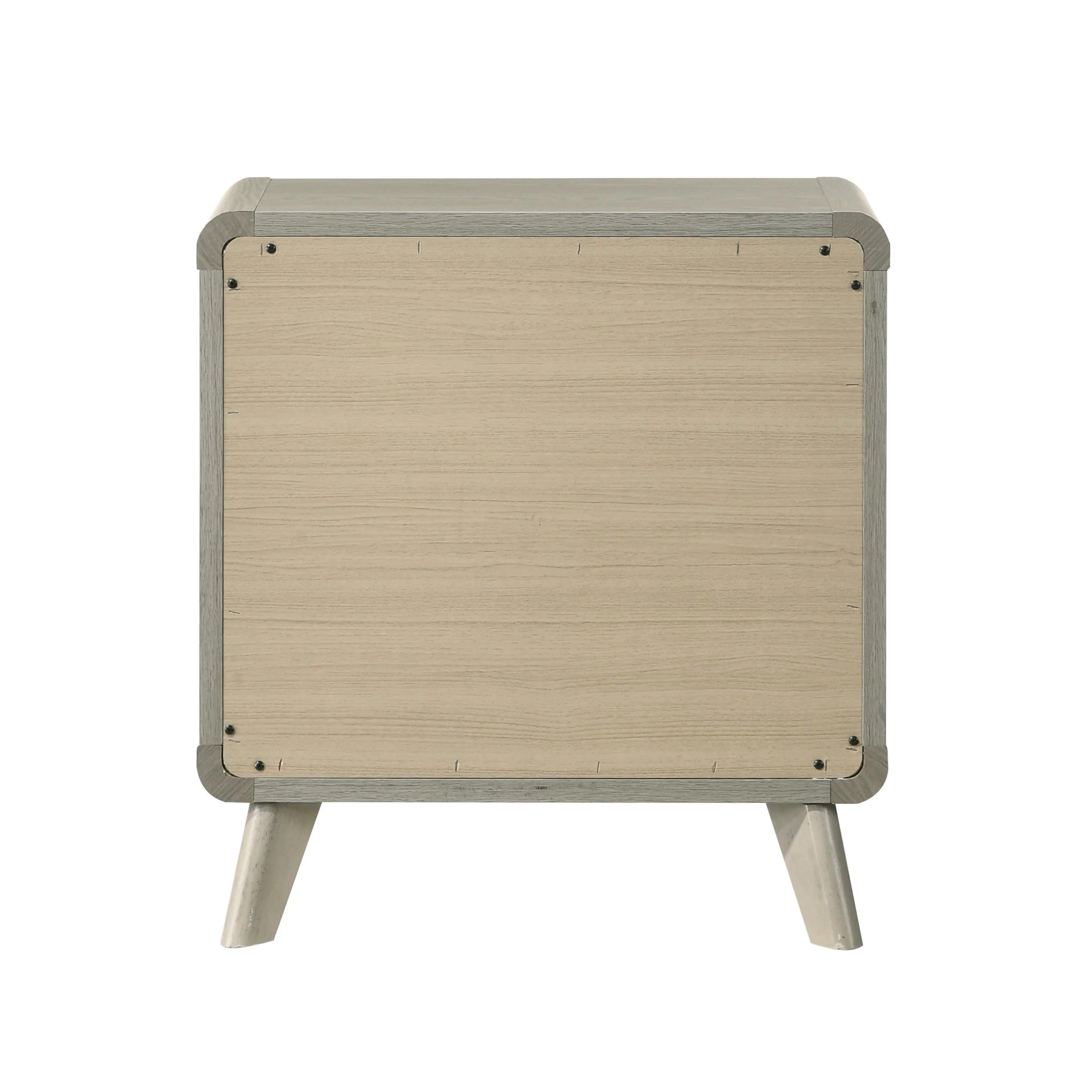 Gray Contemporary Nightstand with 2 Drawers.