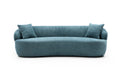 Blue Boucle 3-Seater Curved Sofa with Modern Mid-Century Aesthetic