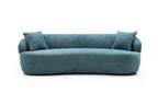 Blue Boucle 3-Seater Curved Sofa with Modern Mid-Century Aesthetic