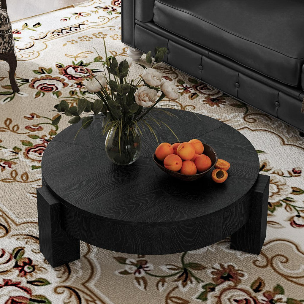 Round Coffee Table with Hidden Storage for Small Spaces.