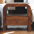 Darcy Chestnut Nightstand with Drawer and open shelf