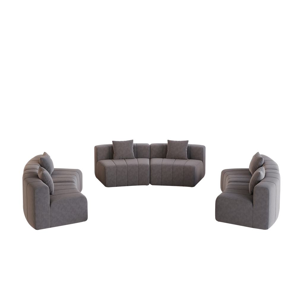 Curved Sectional Sofa with 6 Pillows for Living Room.