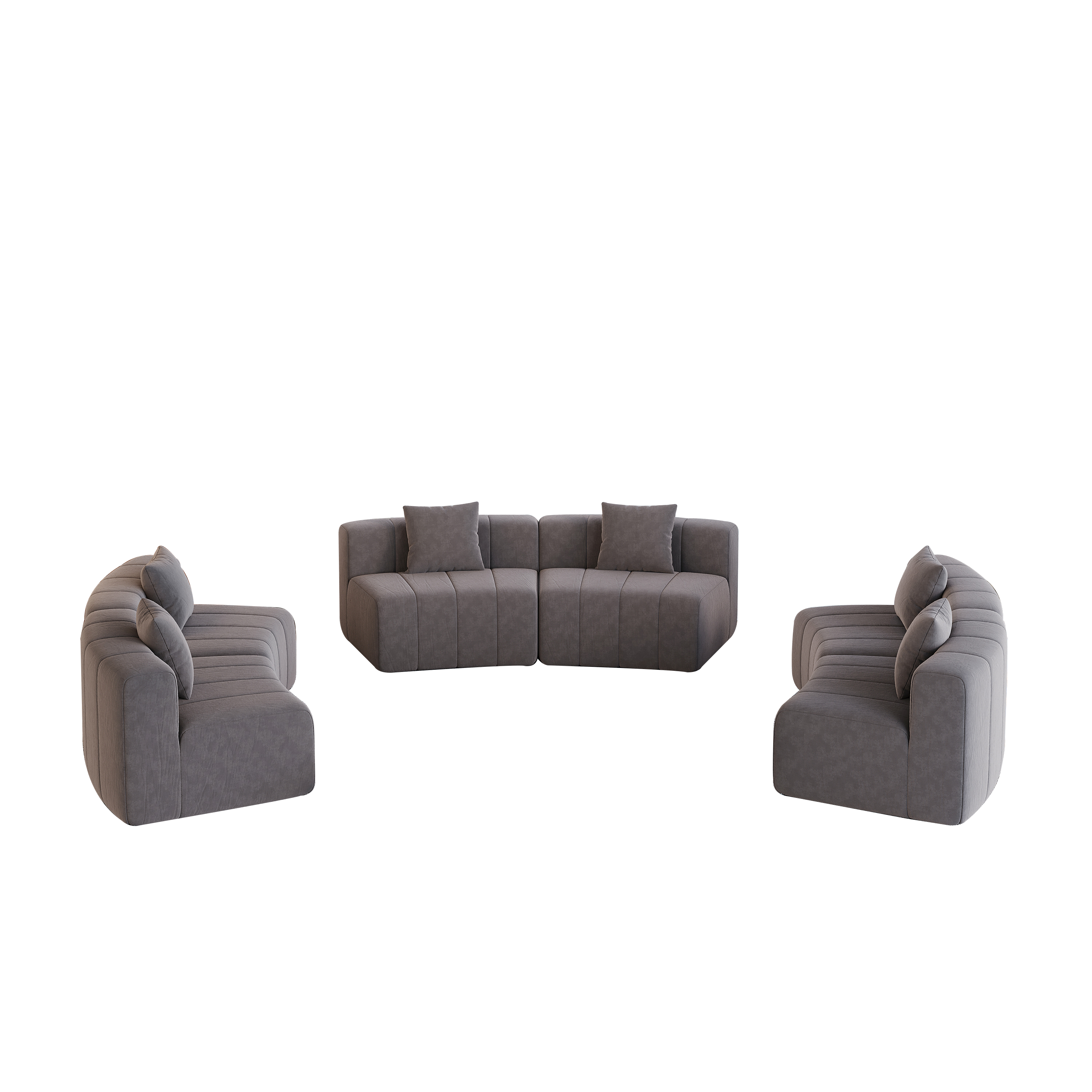 Curved Sectional Sofa with 6 Pillows for Living Room.