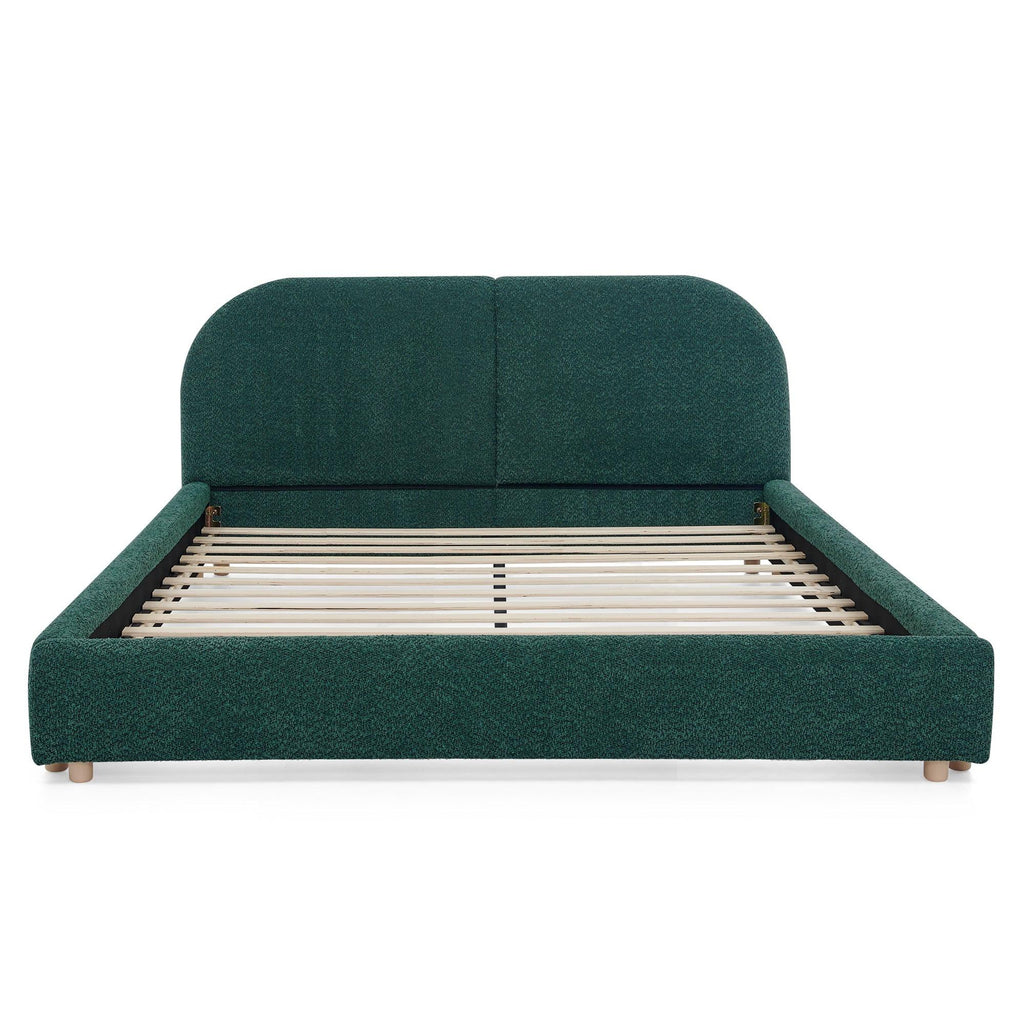 Queen Size Upholstered Bed Frame with Curved Headboard.