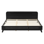 Solid Wood King Size Bed - Black Pine Design.