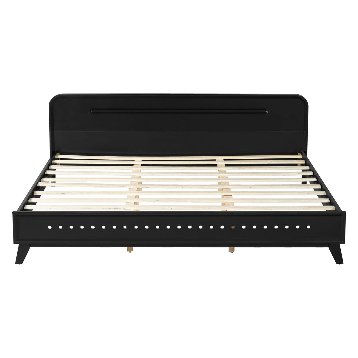 Solid Wood King Size Bed - Black Pine Design.