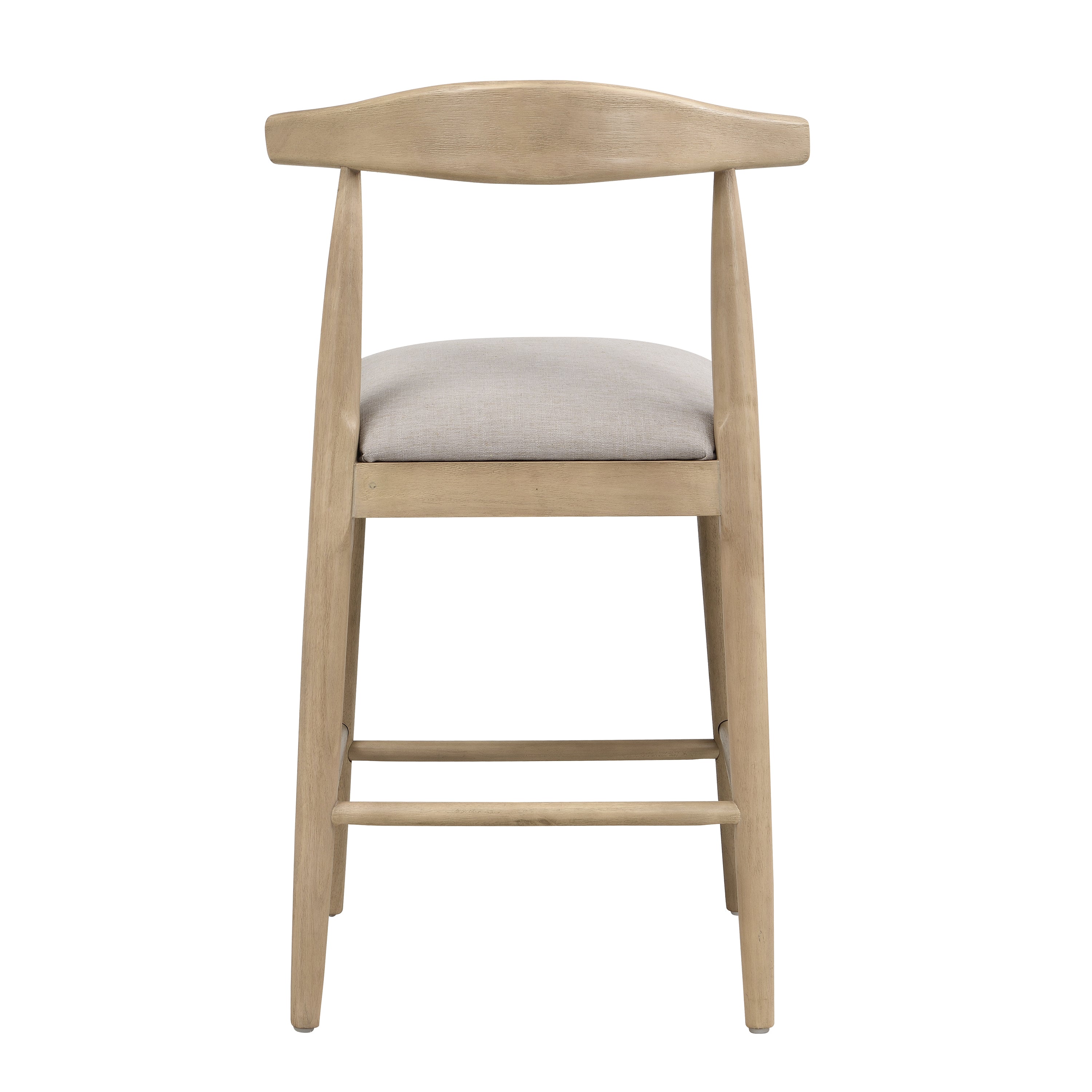 Back view of modern counter stool highlighting curved wood backrest and clean lines, perfect for contemporary kitchen or bar settings.