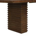 Walnut Dining Table 95 Inch - Solid Wood | Seats 8, close-up of ribbed pedestal base crafted from solid walnut wood.