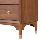 1pc Walnut Finish Five-Drawers Tall Chest for Bedroom.