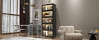Iron Display Cabinet with Glass Doors - 5-Tier Bookcase.