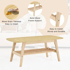 39 Inch Solid Wood Coffee Table with Double Layer Storage.