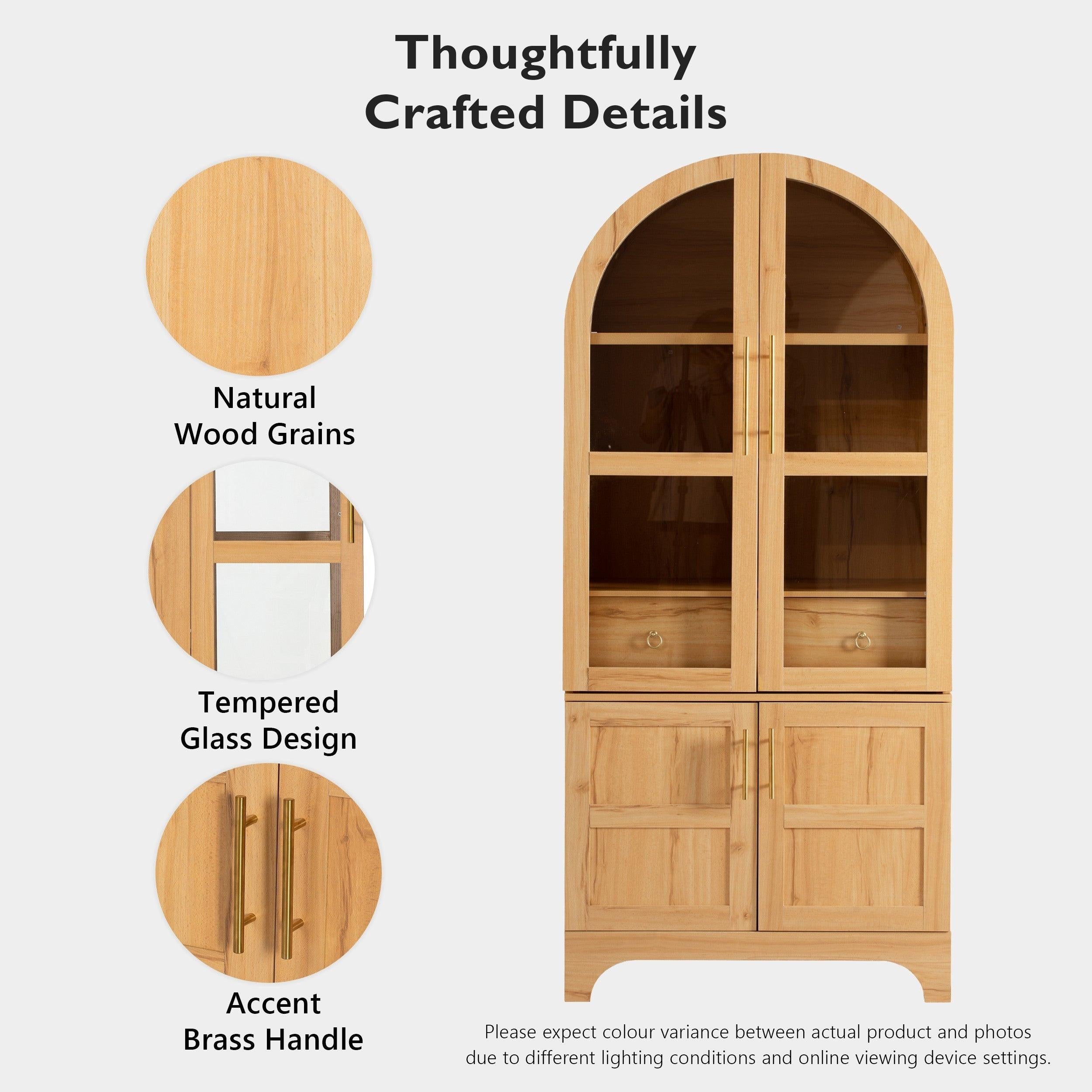 K&K Arched Kitchen Pantry Cabinet for Storage & Organization.