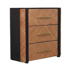 Solid Wood Havana Weave 3 Drawer Chest,Brown.
