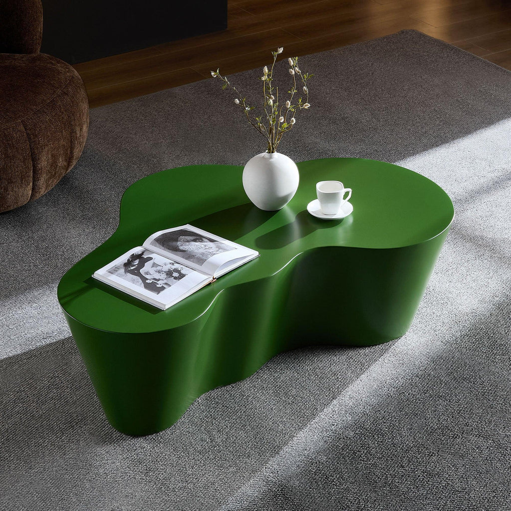 50 Inch Green Fiberglass Coffee Table for Living Room.