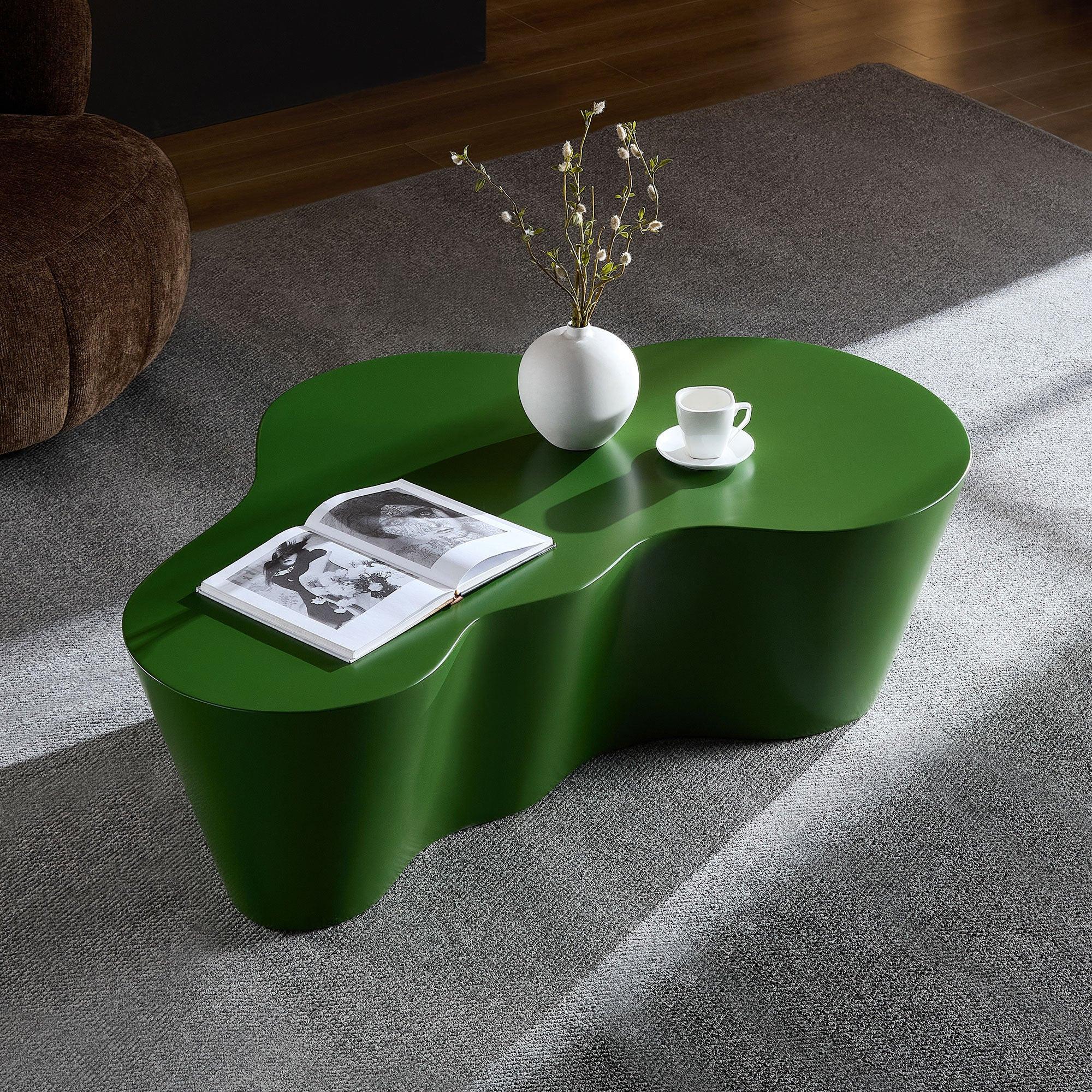 50 Inch Green Fiberglass Coffee Table for Living Room.