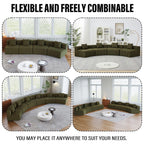 Curved Sectional Sofa with 4 Pillows for Comfortable Seating.