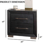 Black Contemporary Nightstand with Chrome Legs and USB Ports.