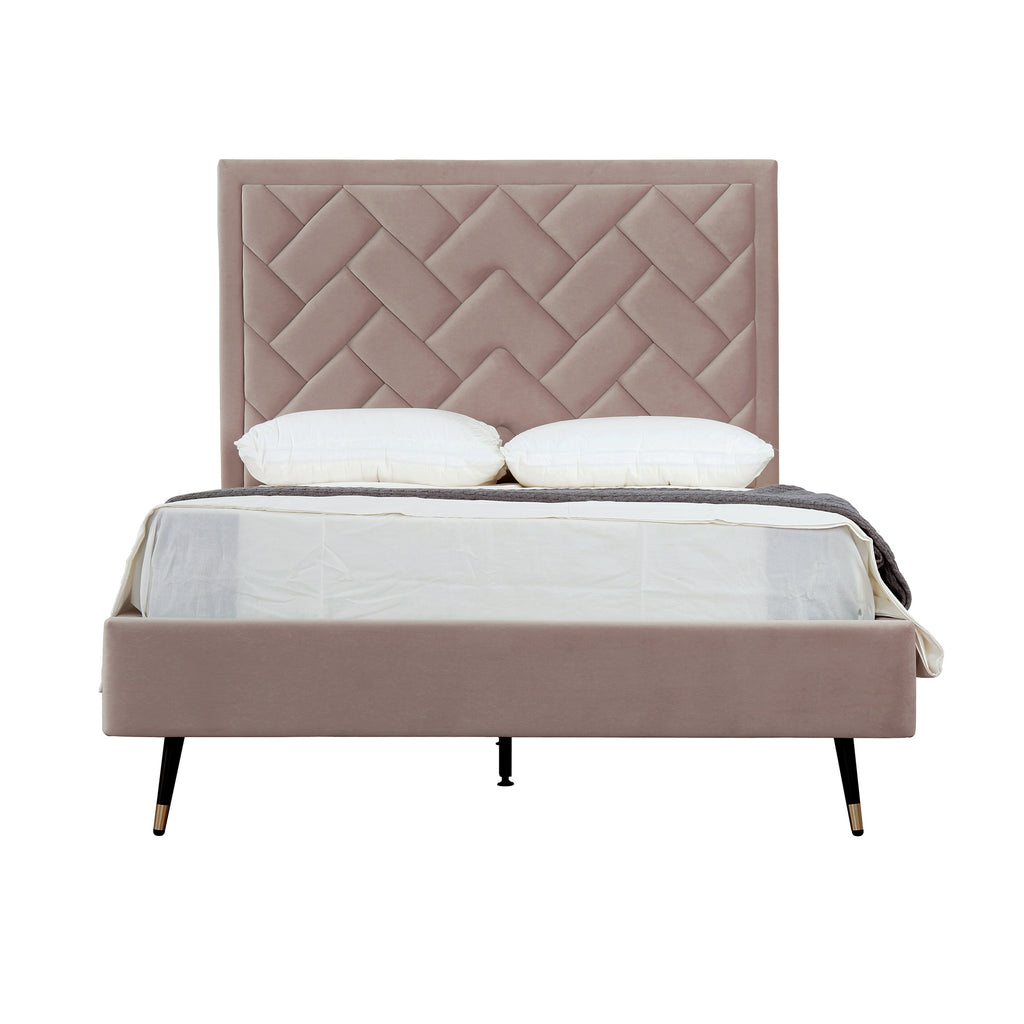 Crosby Upholstered Velvet Full Bed in Blush