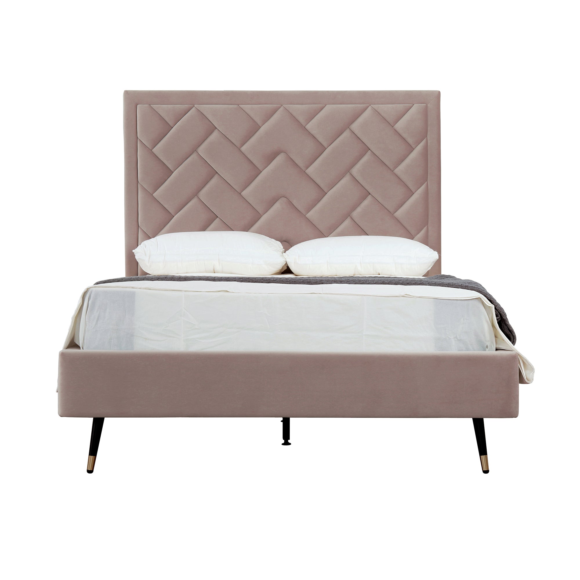 Crosby Upholstered Velvet Full Bed in Blush