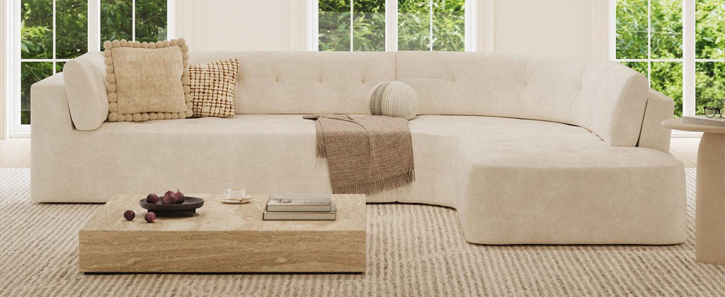 119'' Curved L-Shaped Sectional Sofa for Modern Living.