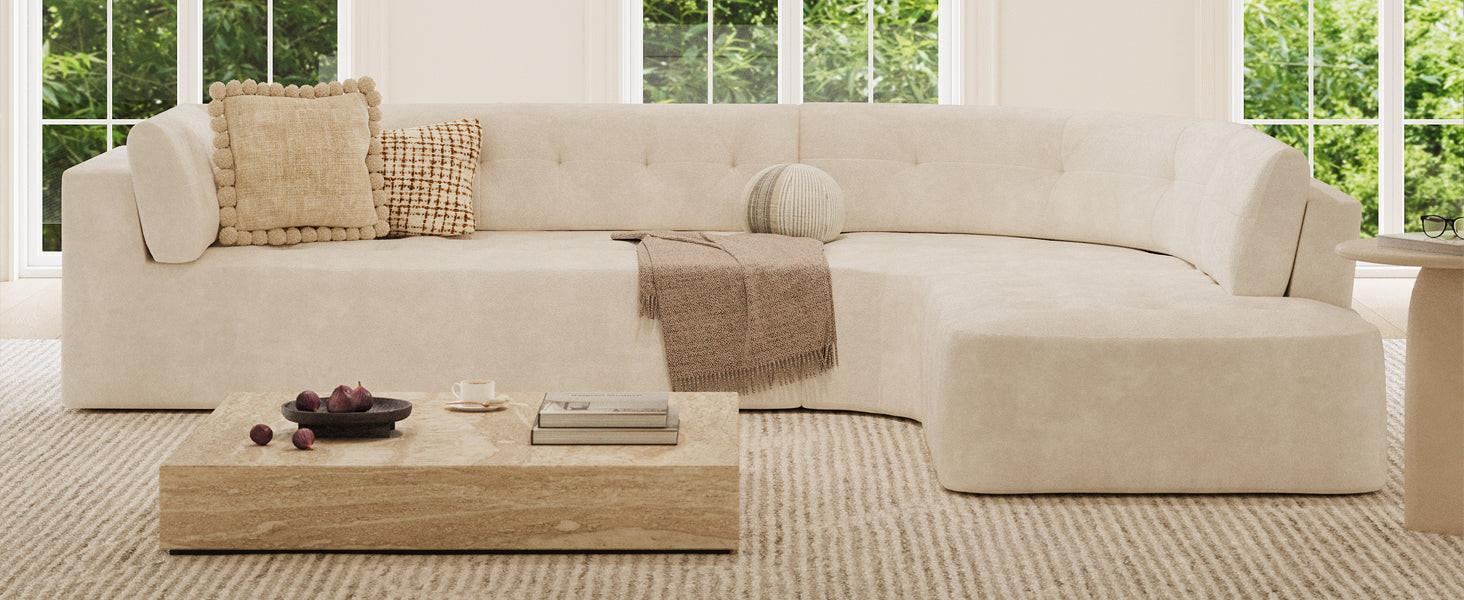 119'' Curved L-Shaped Sectional Sofa for Modern Living.