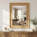 Rattan Solid Wood Frame Mirror for Home Decor.
