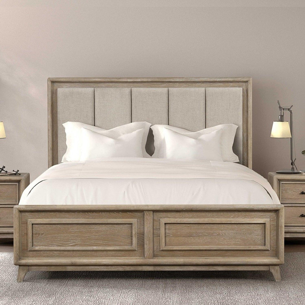 Eastern King Size Bed in Oak Finish with Channel Headboard.