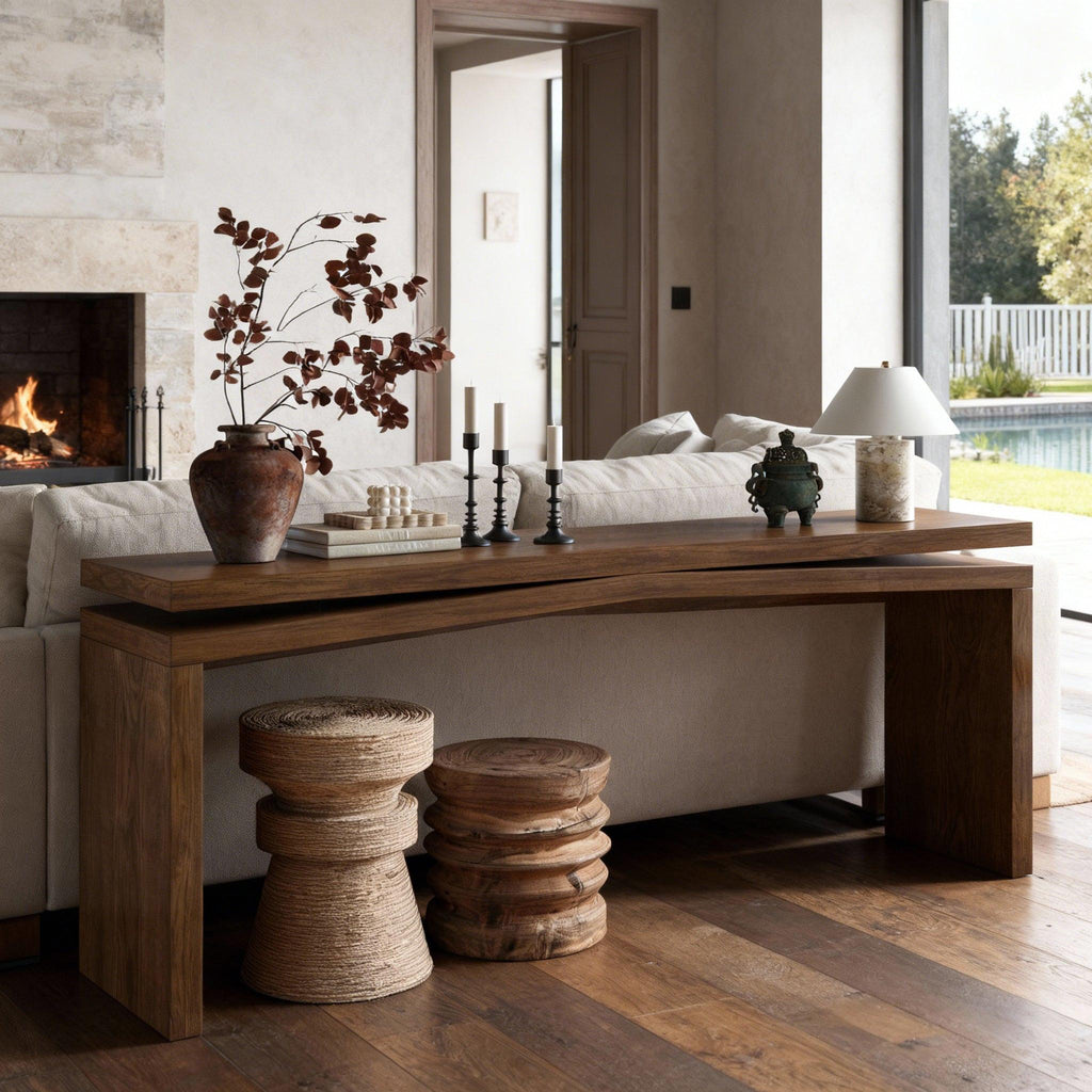 65-Inch Solid Wood Console Table - Rustic Entryway Solution.