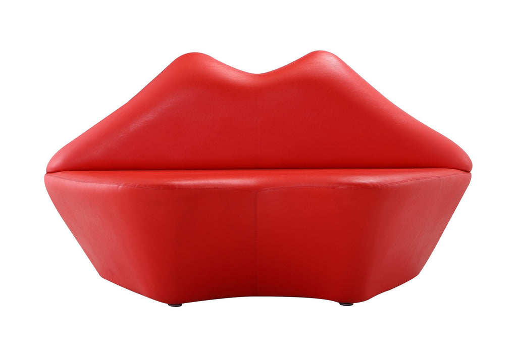 Kiss Vegan Leather Loveseat in Red
