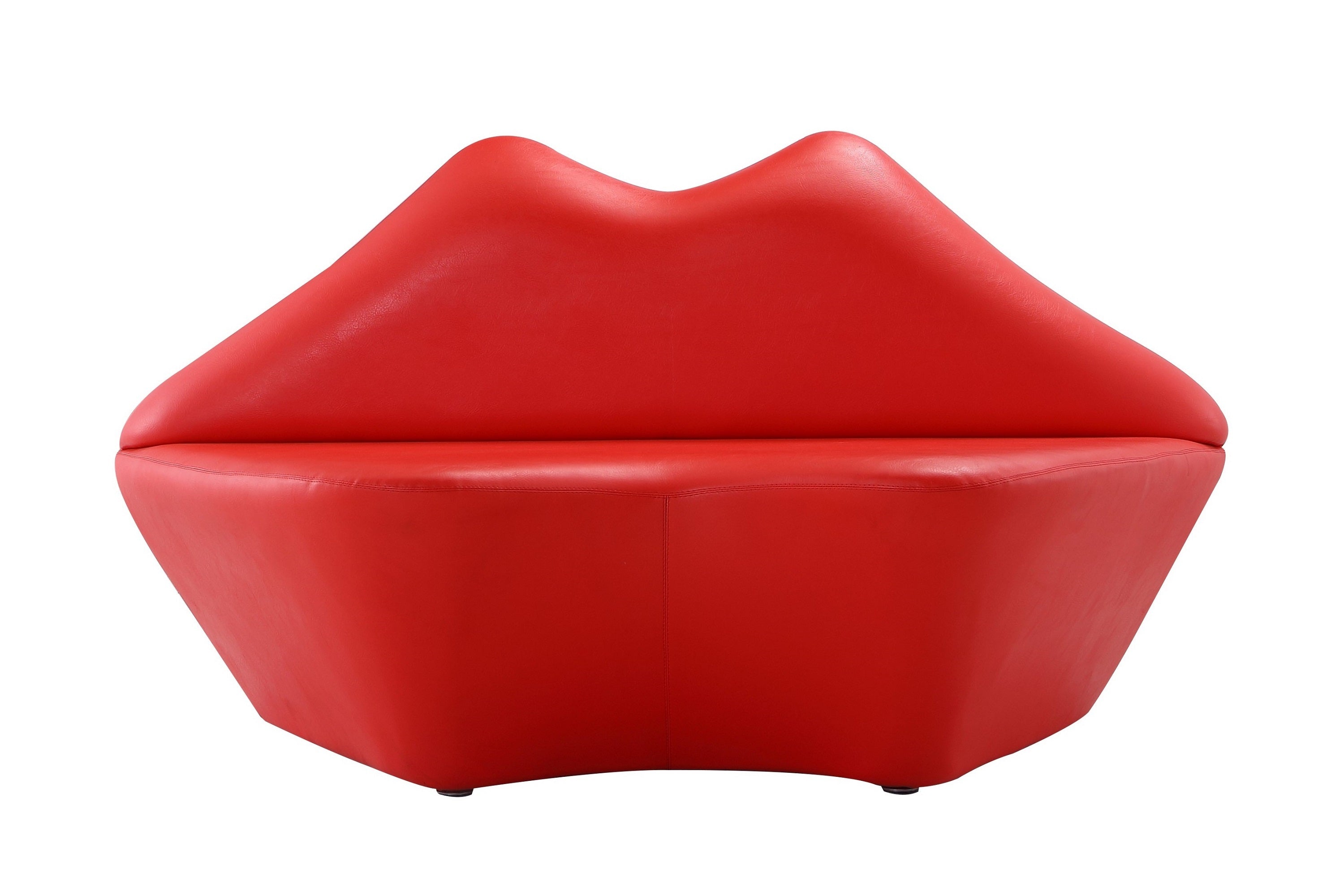 Kiss Vegan Leather Loveseat in Red