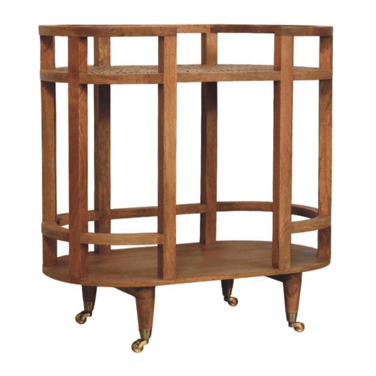 Solid Wood Isla Curved Butler Console with Storage.