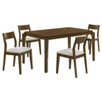 Warren 5-Piece Rectangular Dining Set in Dark Brown with Beige Chairs