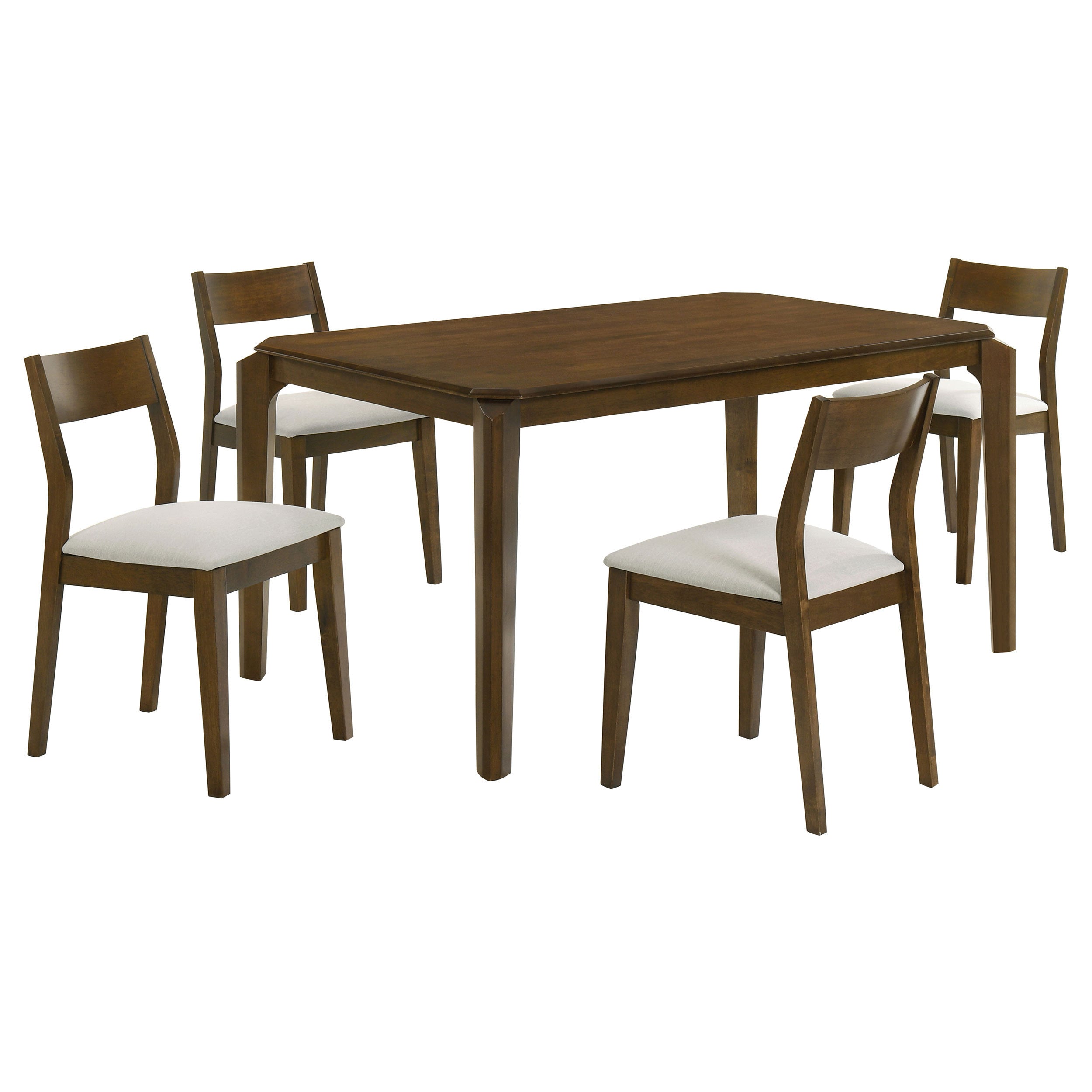Warren 5-Piece Rectangular Dining Set in Dark Brown with Beige Chairs