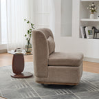 25.2 'Wide Modern Chenille Cushioned Armless Metal Base 360° Swivel Chair with Pillow, Suitable for Living Room, Family Room, Bedroom, Lounge Area, Office. Taupe