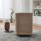 25.2 'Wide Modern Chenille Cushioned Armless Metal Base 360° Swivel Chair with Pillow, Suitable for Living Room, Family Room, Bedroom, Lounge Area, Office. Taupe