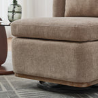25.2 'Wide Modern Chenille Cushioned Armless Metal Base 360° Swivel Chair with Pillow, Suitable for Living Room, Family Room, Bedroom, Lounge Area, Office. Taupe