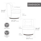 25.2 'Wide Modern Chenille Cushioned Armless Metal Base 360° Swivel Chair with Pillow, Suitable for Living Room, Family Room, Bedroom, Lounge Area, Office. Taupe