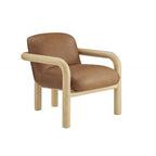 Accent Chair with Wood Frame - Modern Faux Leather Armchair.