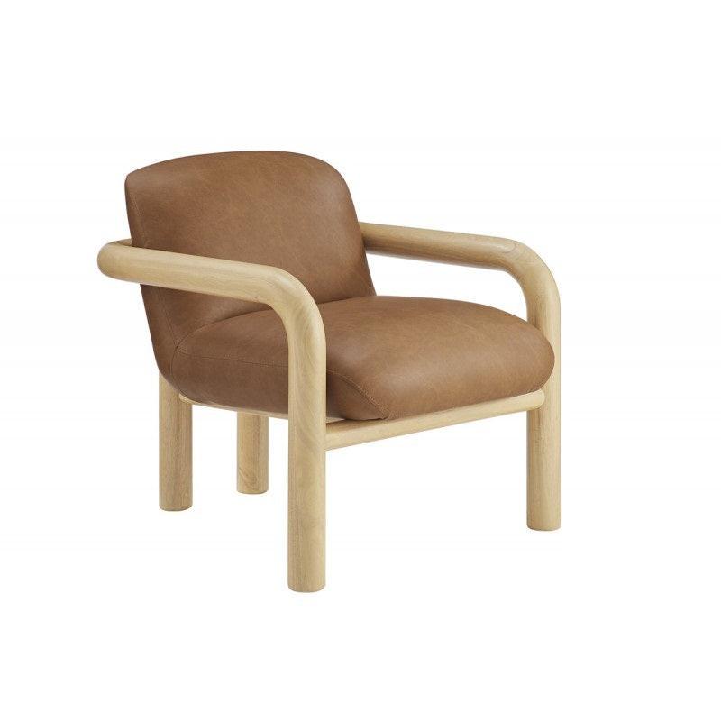 Accent Chair with Wood Frame - Modern Faux Leather Armchair.