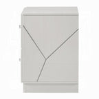 Modern White Nightstand with 2 Drawers and Embossed Design.