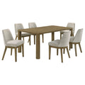 Bryant 7-Piece Oak Dining Set with Upholstered Chairs - Brown Oak