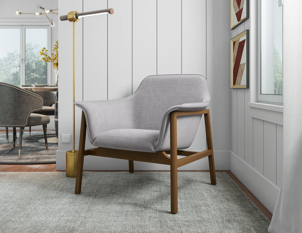 Miller Linen Weave Accent Armchair in Gray.