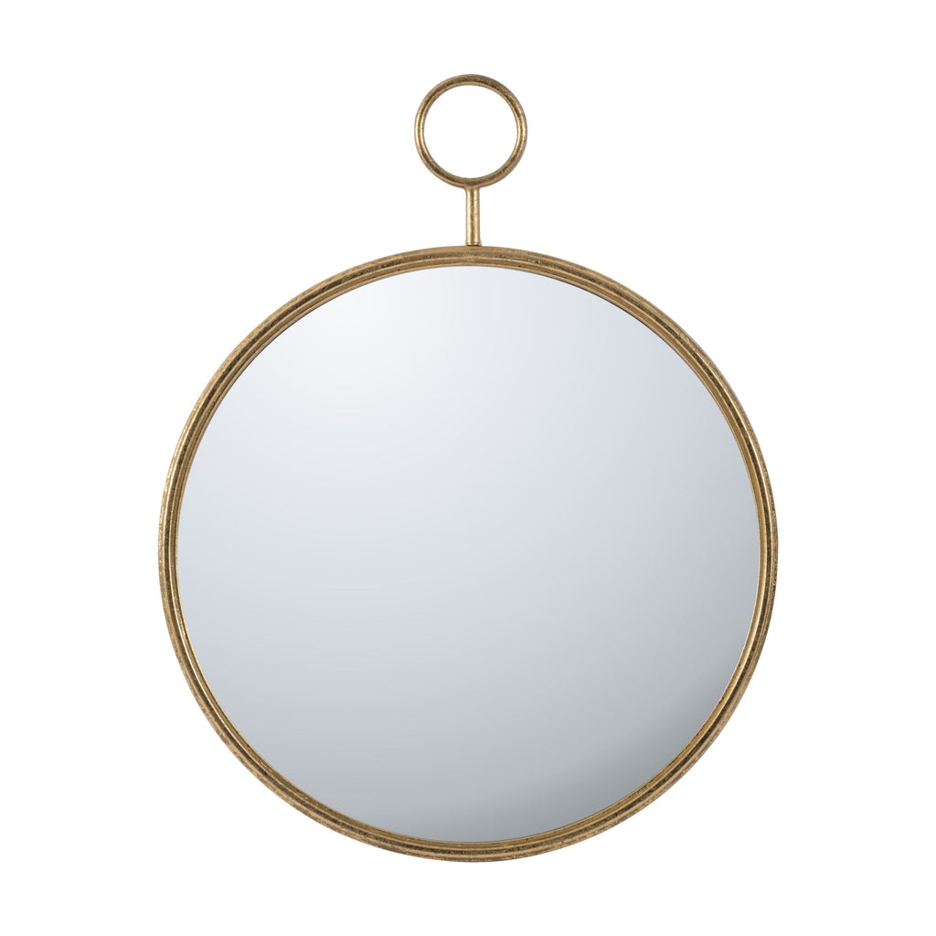 26" x 32" Circle Wall Mirror with Gold Metal Frame, Accent Mirror for Living Room, Entryway, Office - Groovy Boardz